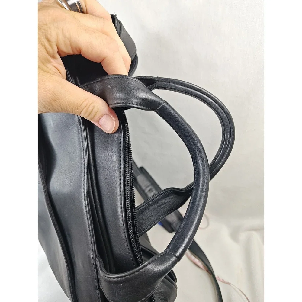 EDDIE BAUER Vintage black soft Leather Briefcase Messenger Bag Portfolio Satchel